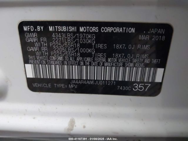 JA4AR4AW6JU011271 Mitsubishi Outlander Sport 2.4 Sel