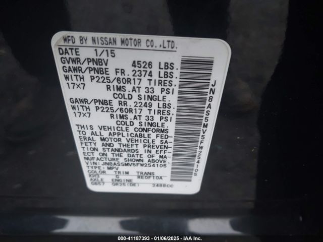 JN8AS5MV5FW254105 Nissan Rogue Select S