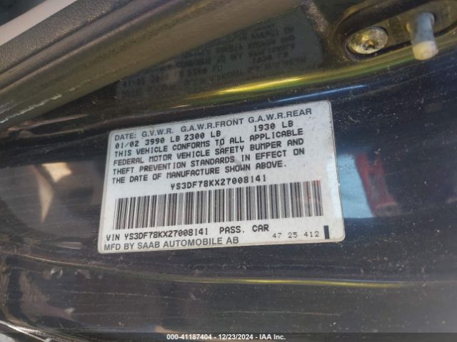 2002 SAAB 9-3 YS3DF78KX27008141 Photo 8