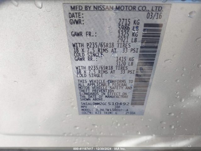 5N1AL0MM2GC510492 Infiniti QX60