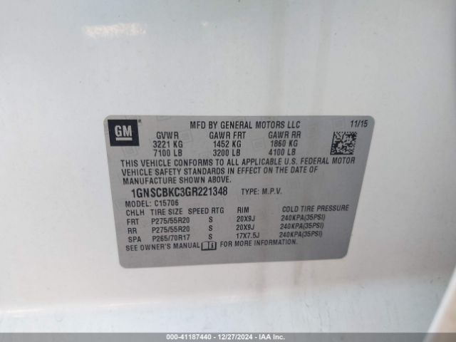 1GNSCBKC3GR221348 Chevrolet Tahoe Lt