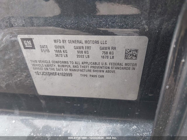 Chevrolet Sonic Lt Auto 2015 1G1JC6SH6F4162999 Image 9