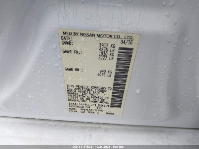 1N4AL3AP4GC218918 Nissan ALTIMA 2.5