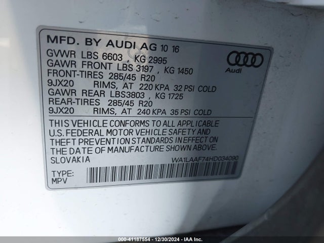 WA1LAAF74HD034090 Audi Q7 3.0t Premium