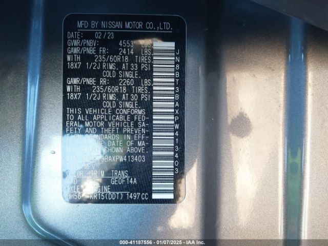 JN8BT3BAXPW413403 Nissan Rogue Sv Fwd