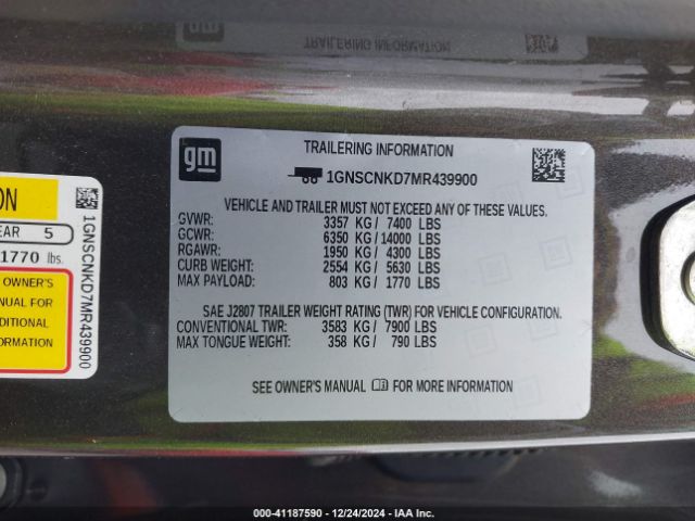 2021 CHEVROLET TAHOE 1GNSCNKD7MR439900 Photo 8