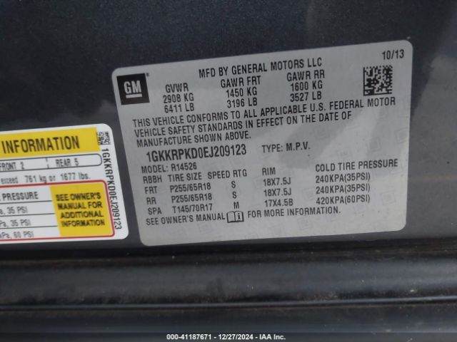 1GKKRPKD0EJ209123 GMC Acadia Sle-2