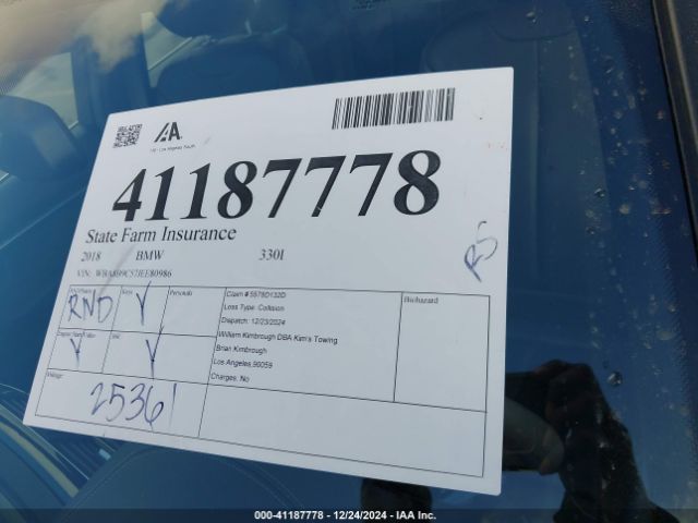 WBA8B9C57JEE80986 BMW 330I