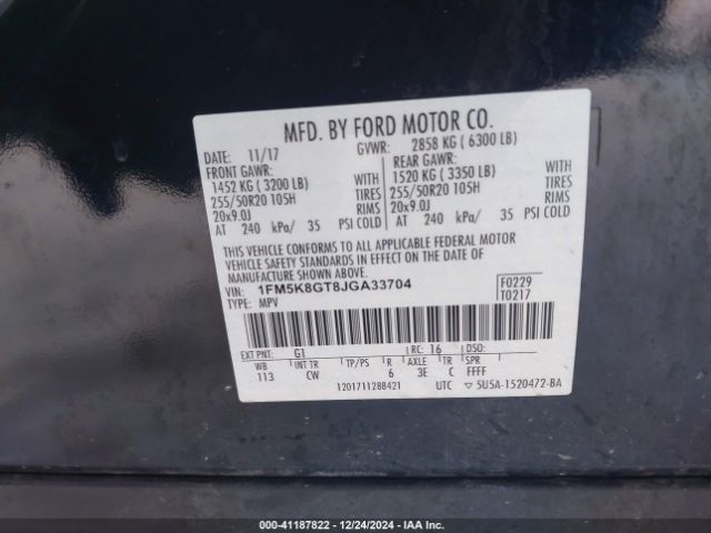 1FM5K8GT8JGA33704 Ford EXPLORER SPORT