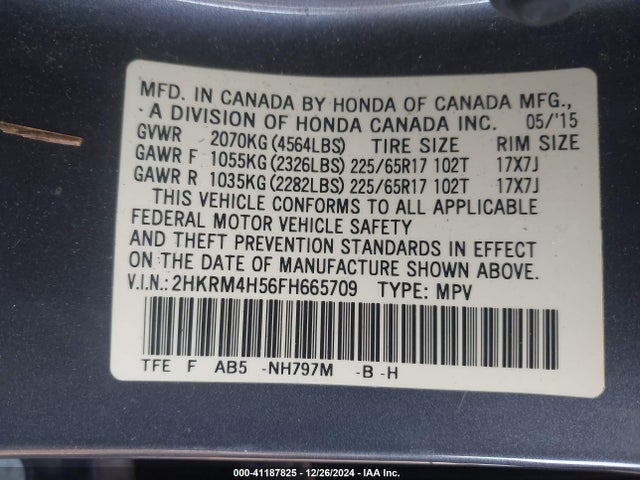 Honda CR-V EX 2015 2HKRM4H56FH665709 Image 9