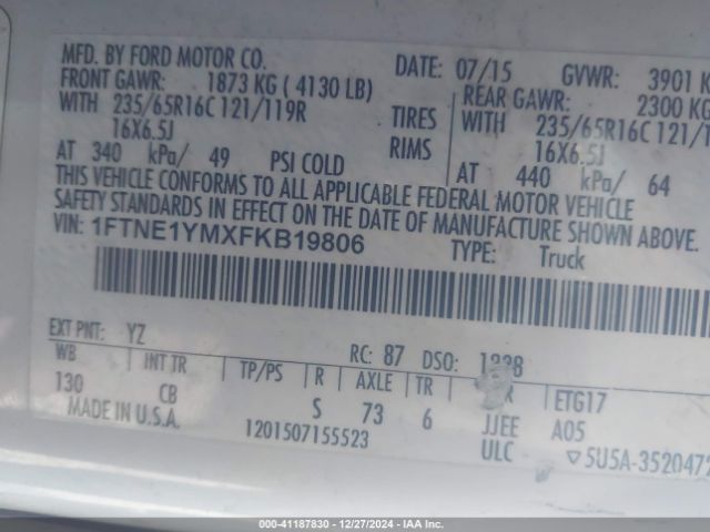 1FTNE1YMXFKB19806 Ford Transit-150