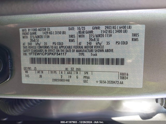 Ford F-150 Xl 2023 1FTEW1CP3PKF54117 Image 9