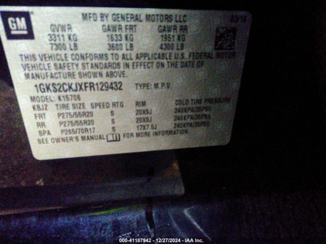 1GKS2CKJXFR129432 GMC YUKON DENALI