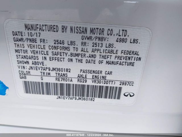 JN1EV7AP9JM360182 Infiniti Q50 3.0t Luxe