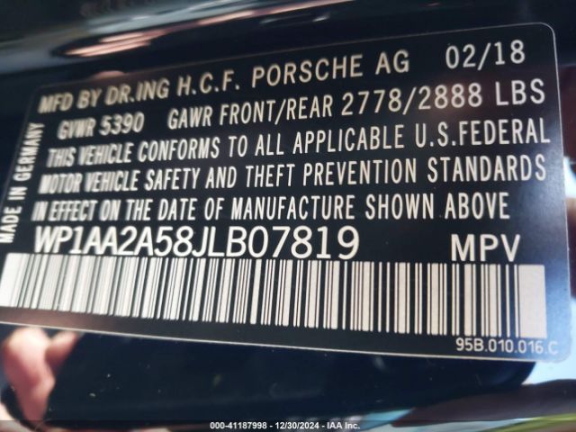 WP1AA2A58JLB07819 Porsche Macan Sport Edition