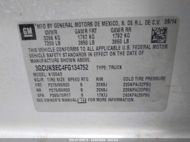 3GCUKSEC4FG134752 Chevrolet Silverado 1500 2lz