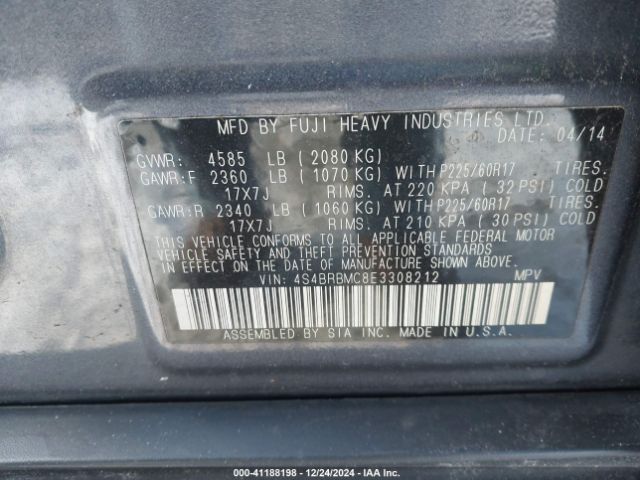 4S4BRBMC8E3308212 Subaru Outback 2.5i Limited