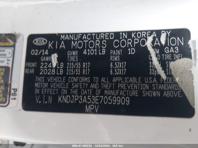 KIA SOUL + 2014 KNDJP3A53E7059909 Image 9