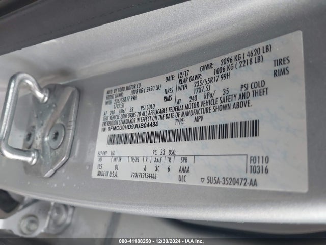 Ford ESCAPE SEL 2018 1FMCU0HD9JUB04484 Image 9