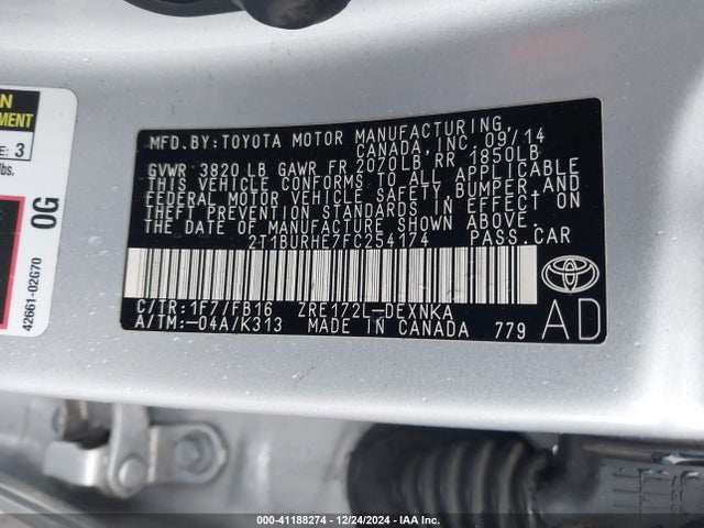 Toyota Corolla Le Plus 2015 2T1BURHE7FC254174 Image 9