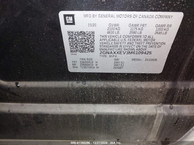 2GNAXXEV3M6109425 Chevrolet Equinox Awd Premier