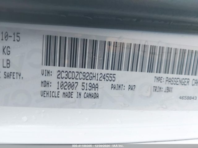 2C3CDZC92GH124555 Dodge Challenger Srt Hellcat