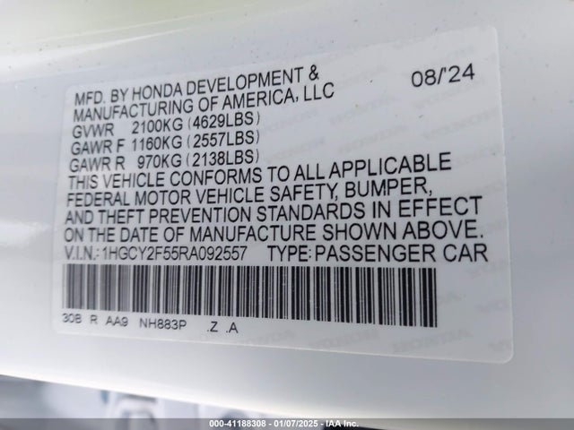 1HGCY2F55RA092557 Honda Accord Hybrid Sport