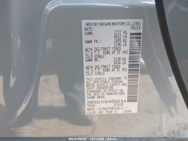 Nissan Frontier Pro-x 4x2 2025 1N6ED1EJ1SN606654 Image 9