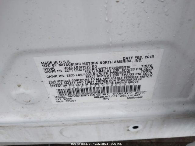 2015 MITSUBISHI OUTLANDER SPORT 4A4AR3AU5FE025977 Photo 8