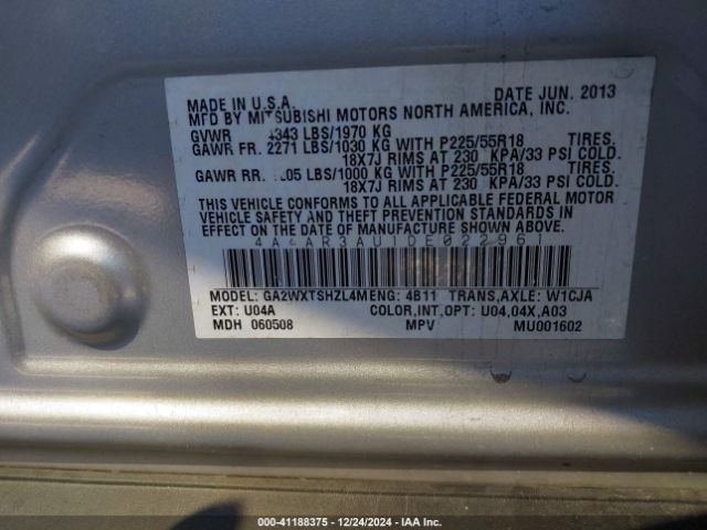 2013 MITSUBISHI OUTLANDER SPORT 4A4AR3AU1DE022961 Photo 8