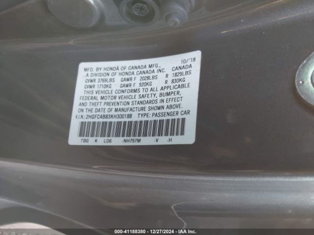 2HGFC4B83KH300188 Honda Civic Sport