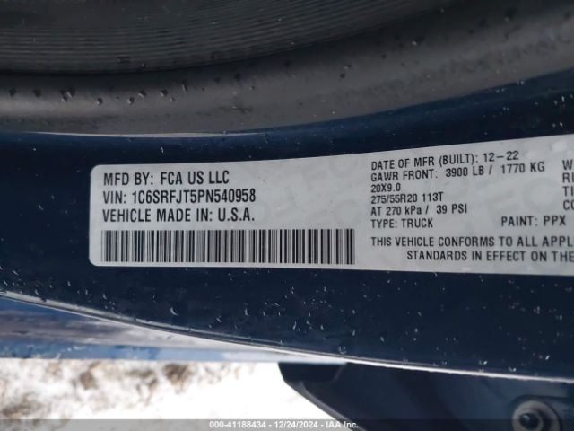 1C6SRFJT5PN540958 RAM 1500 Laramie  4x4 5'7 Box