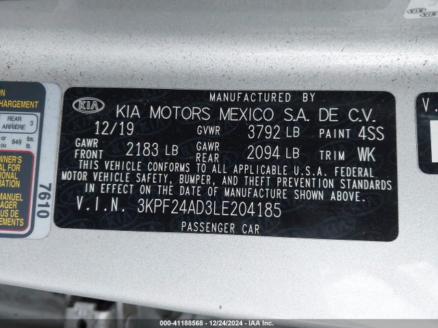 KIA Forte Lxs 2020 3KPF24AD3LE204185 Image 9