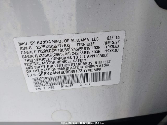 5FRYD4H48EB039173 Acura Mdx Technology Package