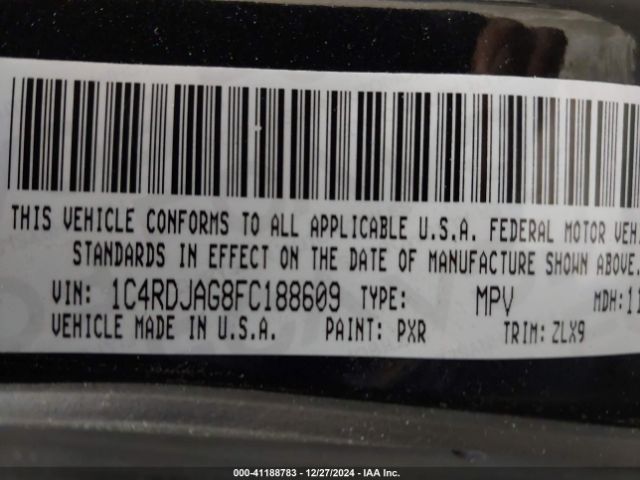 1C4RDJAG8FC188609 Dodge Durango Sxt