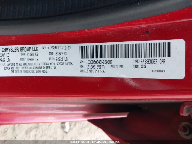 1C3CDZAB4EN220987 Dodge AVENGER SE