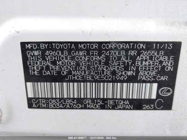 JTHCE1BL9E5021949 Lexus GS 350