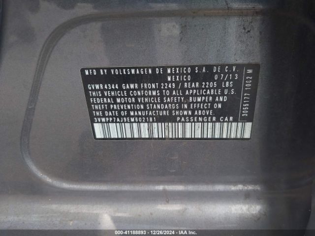 3VWPP7AJ9EM602181 Volkswagen Jetta Sportwagen 2.5l S