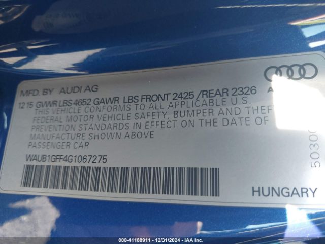 2016 AUDI S3 WAUB1GFF4G1067275 Photo 8