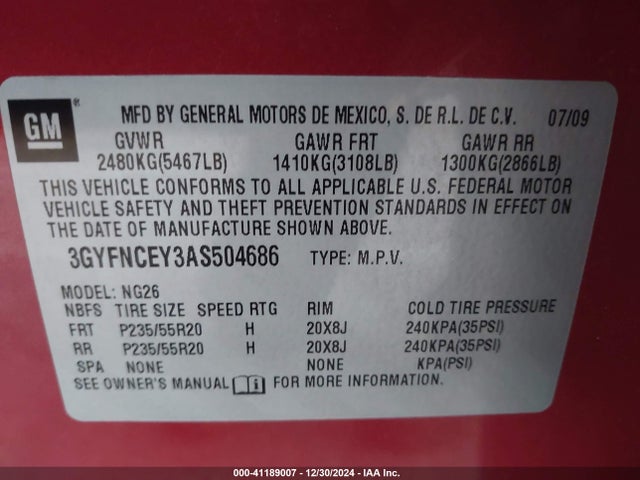 2010 CADILLAC SRX 3GYFNCEY3AS504686 Photo 8