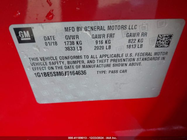 1G1BE5SM6J7164636 Chevrolet Cruze Lt Auto