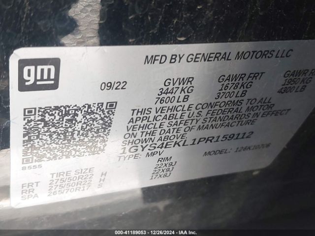 1GYS4EKL1PR159112 Cadillac Escalade 4wd Sport