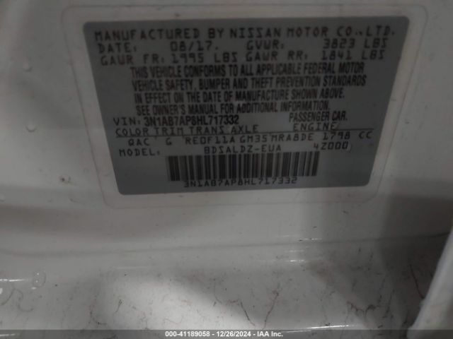 3N1AB7AP8HL717332 Nissan SENTRA SV