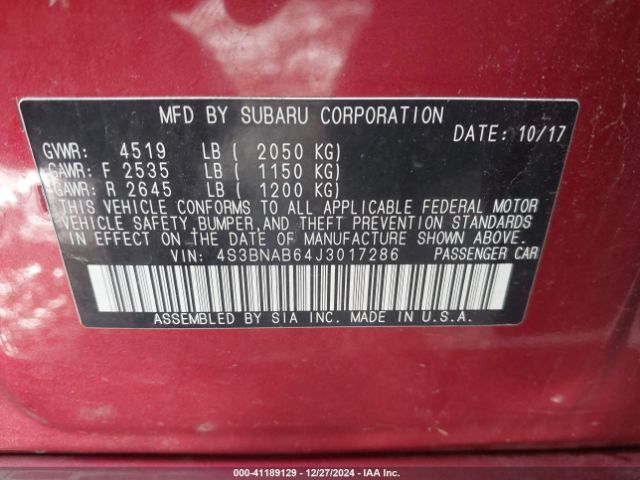 4S3BNAB64J3017286 Subaru Legacy 2.5i