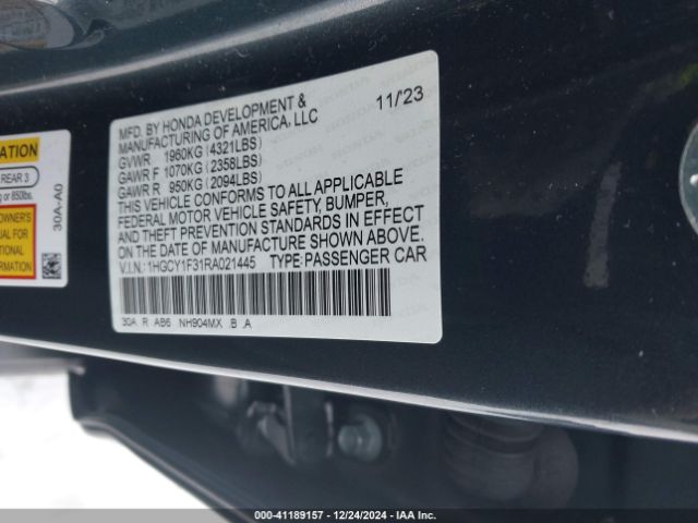 1HGCY1F31RA021445 Honda ACCORD EX