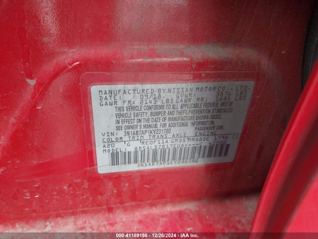 Nissan SENTRA SV 2019 3N1AB7AP1KY231780 Image 9