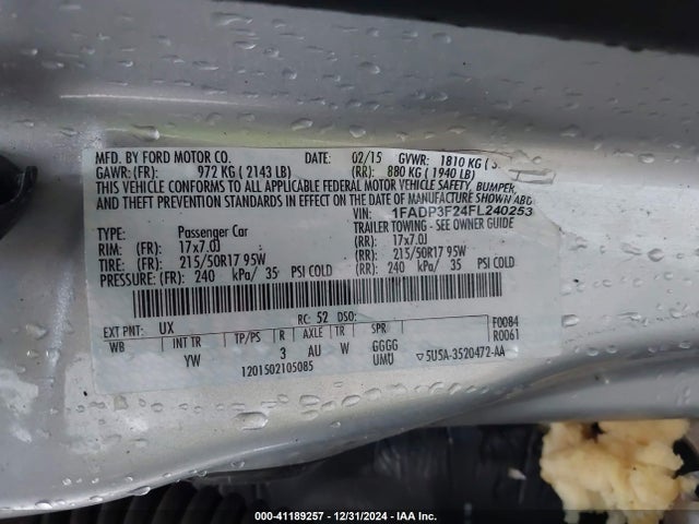 Ford FOCUS SE 2015 1FADP3F24FL240253 Image 9