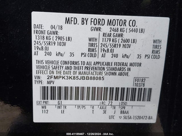 Ford Edge Titanium 2018 2FMPK3K85JBB88085 Image 9