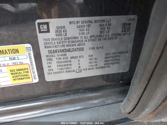 5GAKVAKD4EJ347558 Buick Enclave Convenience