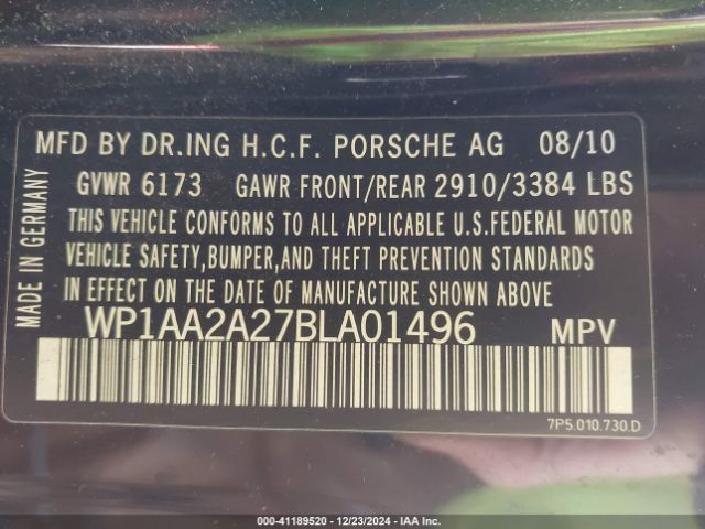 2011 PORSCHE CAYENNE WP1AA2A27BLA01496 Photo 8